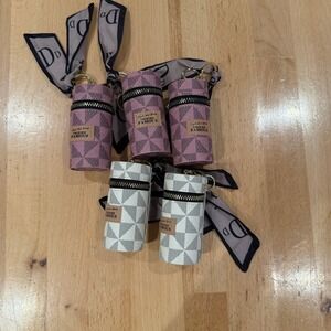 Zipper Pouch Bag Keychain Accessory Set Of 5 Pink White Geo Print